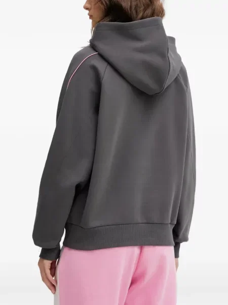Hanorac cu glugă Adidas cu dungi cu broderie cu cordon negru