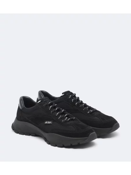 Sneakerși Prada din piele de căprioară negru