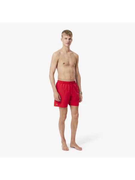 Lacoste Monochromatyczne Kąpielówki Średniej Długości czerwony