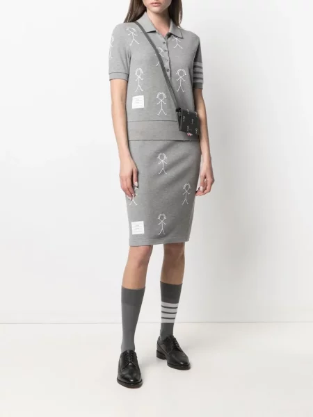 Tricou polo Thom Browne gri