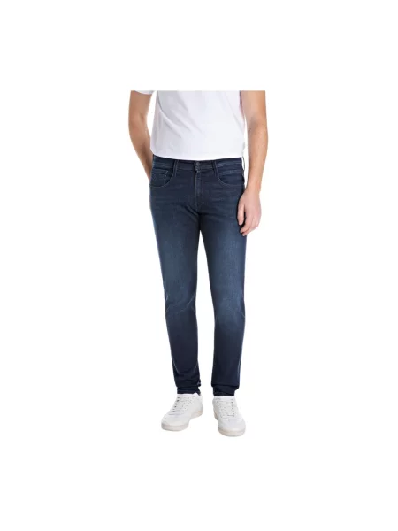 Jeansy o kroju slim fit z 5 model ‘ANBASS’ Replay niebieskie