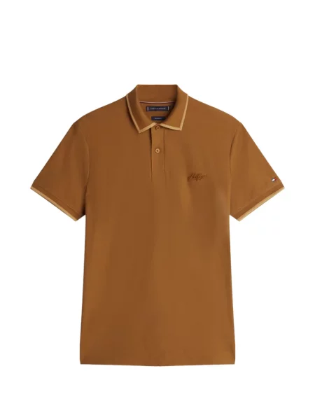 Tricou polo Tommy Hilfiger cu broderie maro