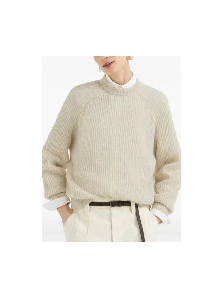 Sweter Brunello Cucinelli chunky beżowy