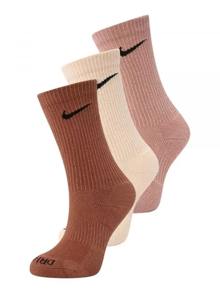 NIKE Športne nogavice Everyday nude / svetlo bež / rjava / črna