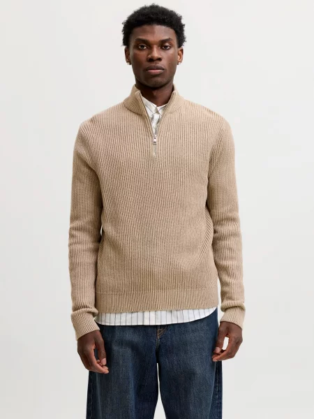 JACK & JONES Pulover JJPANNEL deschis maro