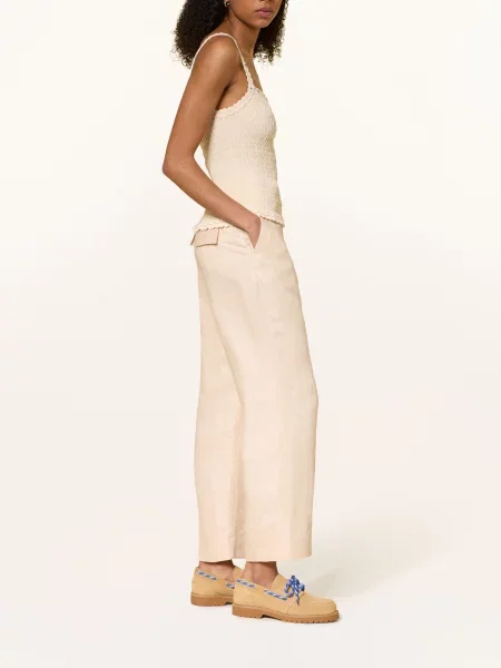 Claudie Pierlot Spodnie Z Lnu beige beżowe