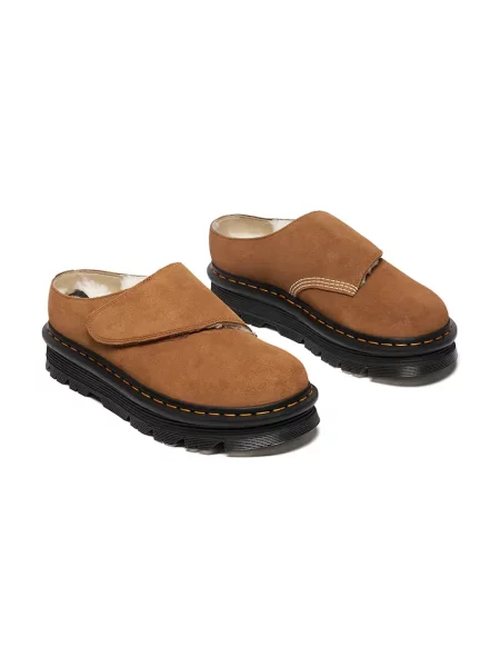 Dr. Martens klapki skórzane ZebZag AnyWair Warm Lined Mule brązowy
