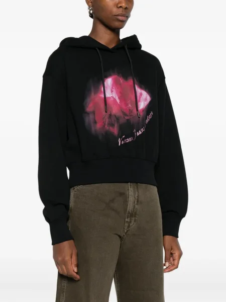 Hanorac cu glugă Versace Jeans Couture cu imagine negru