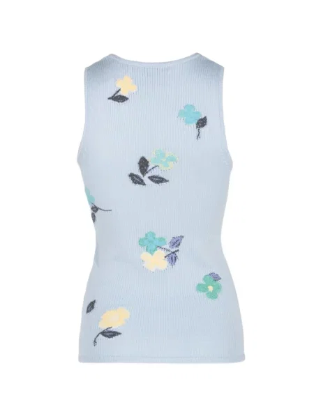 Top Bernadette cu model floral din jacard gri