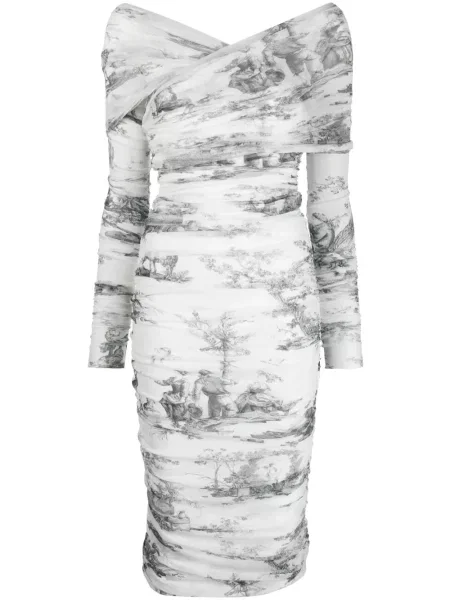 Rochie midi Philosophy Di Lorenzo Serafini până la genunchi de costum alb