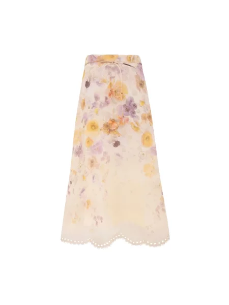 Haftowana lniana spódnica midi Zimmermann do kolan