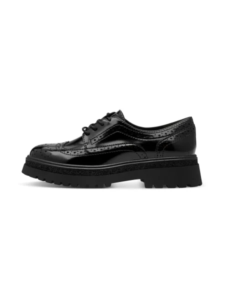 Oxford Tamaris cu șireturi din țesătură twill negru