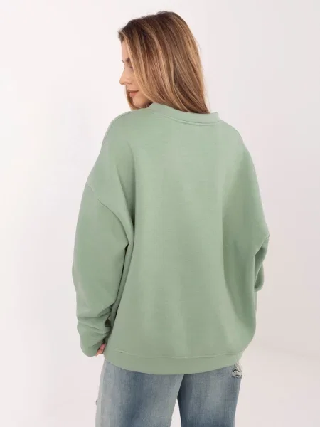 Pulover Rue Paris z vezenjem zelena