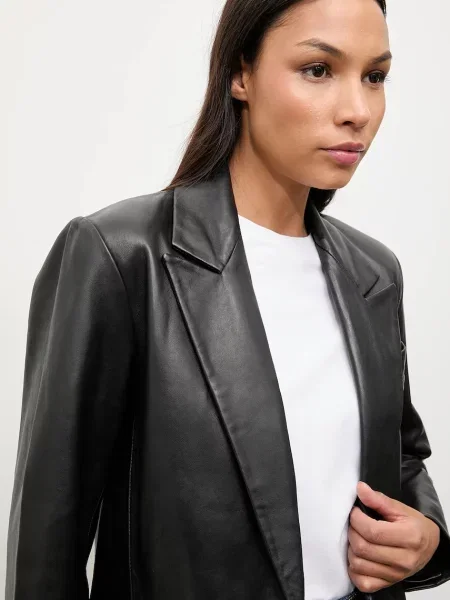 Шкіряний піджак Answear.LAB однобортний однотонний чорний