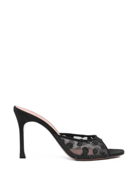 Papuci de casă Amina Muaddi cu model leopard plasă negru