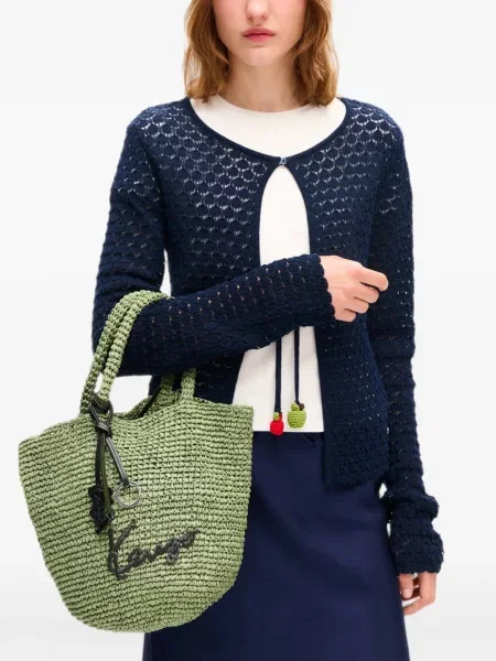 Geantă shopper Kenzo cu broderie verde