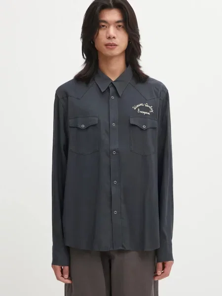 Košulja Visvim FOUR CORNERS L.S regular s klasičnim ovratnikom siva