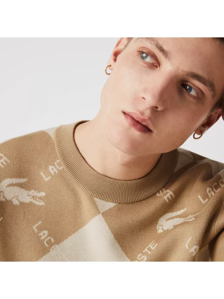 Lacoste Żakardowy Sweter Z Monogramem
