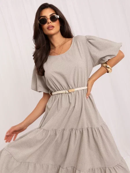Cu centură rochie Italy Moda bej