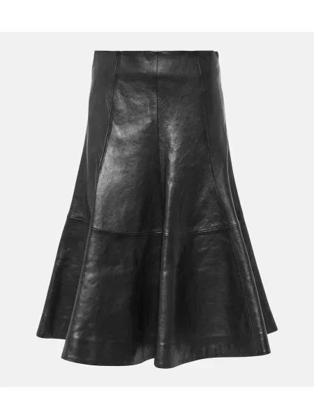 Fustă din piele Khaite până la genunchi negru