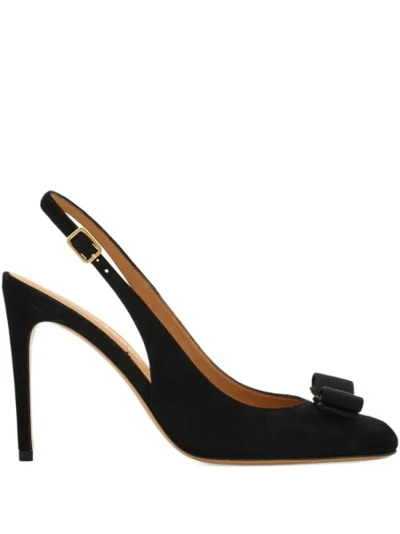 Pantofi cu toc Ferragamo cu funde slingback negru