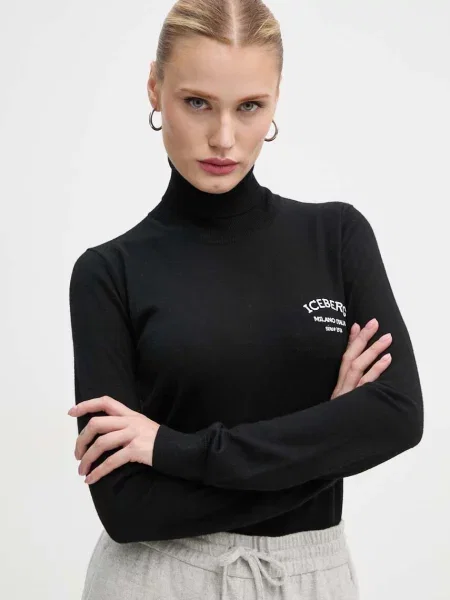 Iceberg pulover de lana femei light cu guler negru