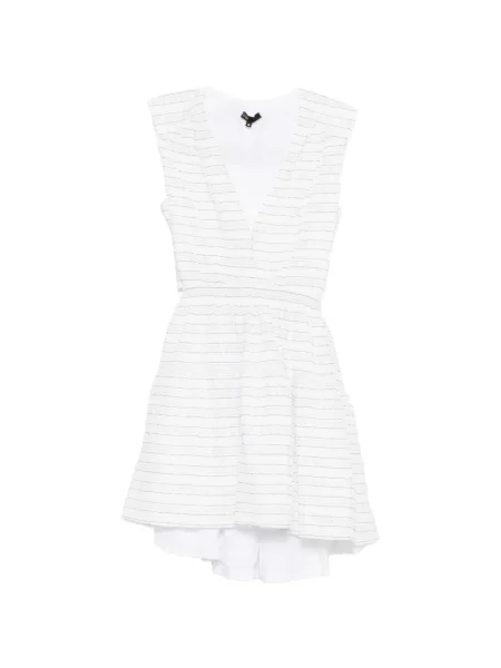 Rochie mini Maje cu dungi cu decolteu în V de costum alb