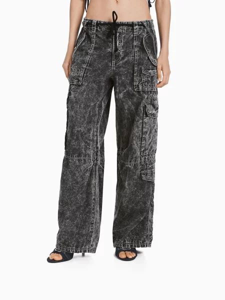 Bershka Pantaloni eleganți metalic gri
