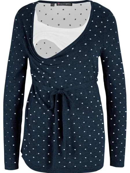Sweter ciążowy i do karmienia piersią z cienkiej dzianiny niebieski