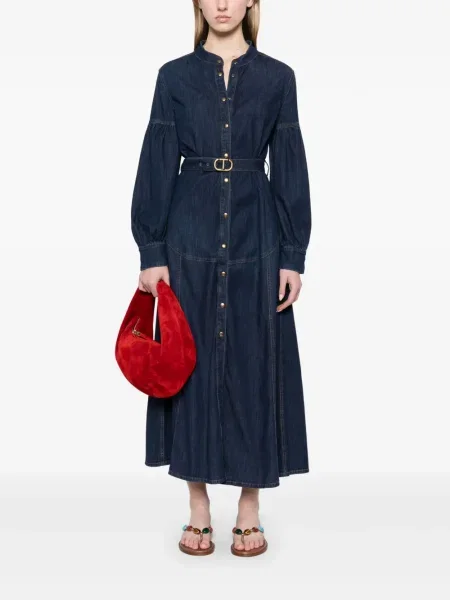 Cu centură lung rochie din denim Twinset albastru