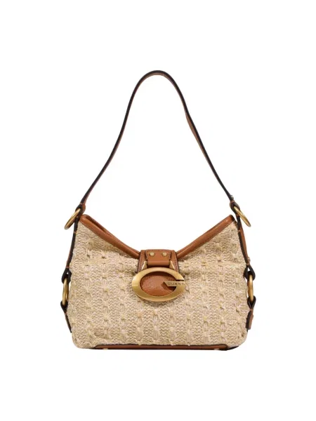 Lniana torebka Guess beżowa