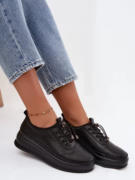Pantofi Boto din piele cu platformă negru