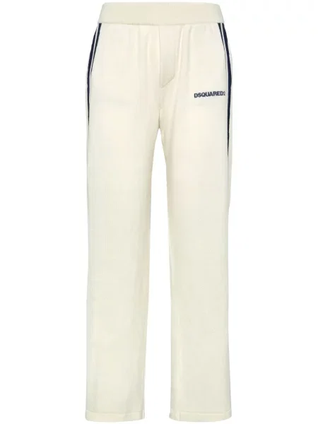 Pantaloni Dsquared2 cu broderie cu dungi alb