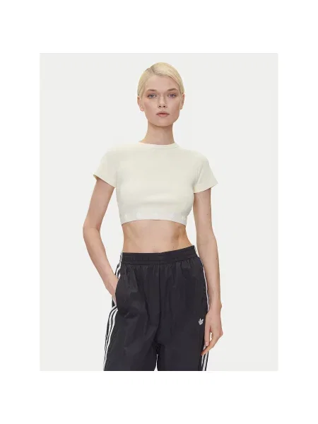 Adidas Футболка Ribbed Slim Fit бежевий