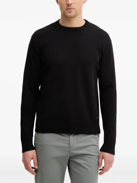 Pulover Sisley cu decolteu rotund negru