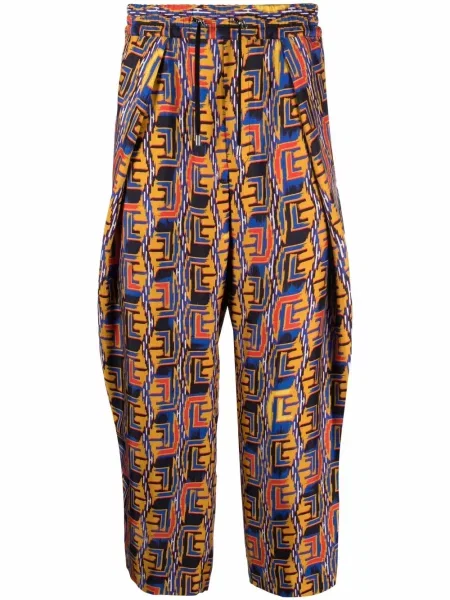 Zkrácené kalhoty Balmain s potiskem modré