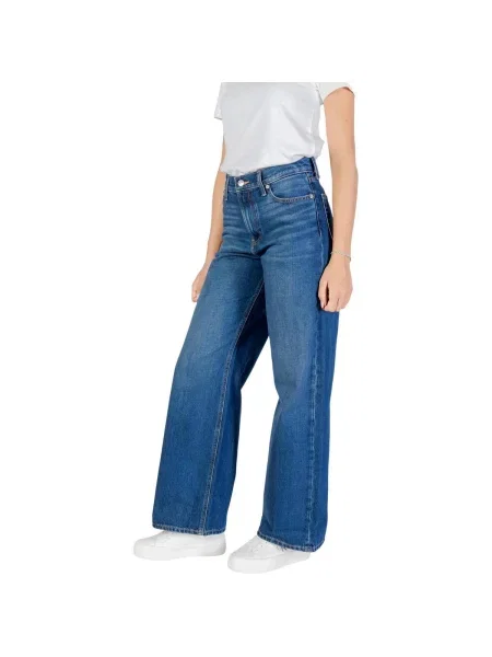 Blugi Calvin Klein Jeans cu talie joasă albastru