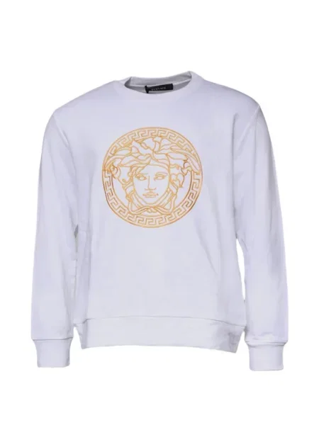 Pulover Versace cu broderie cu decolteu rotund alb