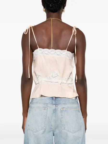 Top Chloé cu model floral din jacard roz