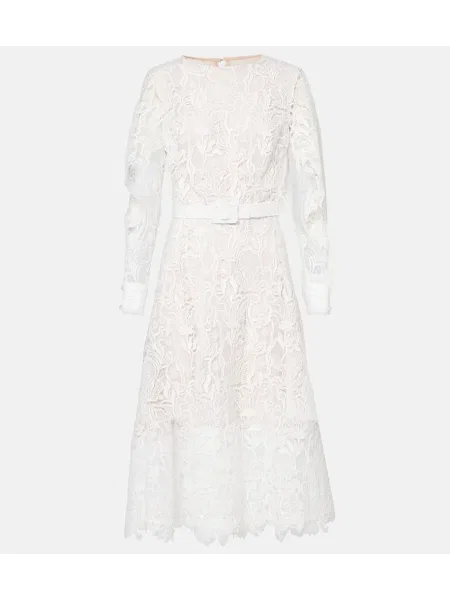 Rochie de cocktail Oscar De La Renta cu model floral din dantelă de costum albastru