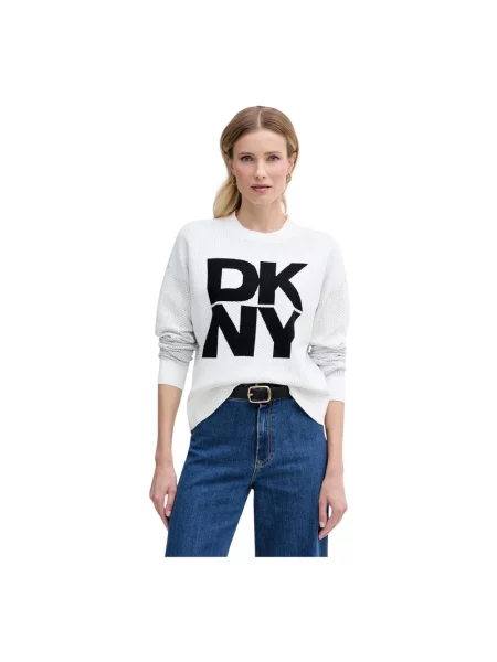 Dzianinowy sweter Dkny biały