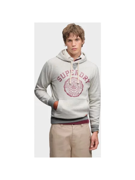 Bluza z kapturem Superdry Athletic Essentials jasnoszary ciemnoszary bordowy S szara