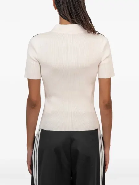 Ριγέ πλεκτό polo Adidas λευκό