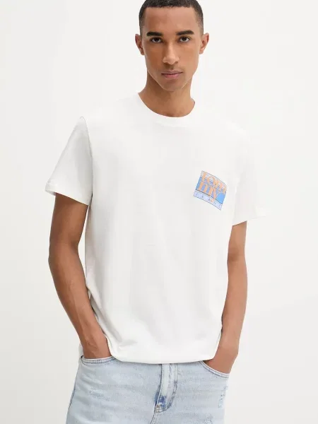 Тениска Tommy Jeans с принт бежово