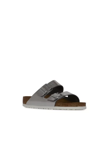 Lniane klapki Birkenstock szare