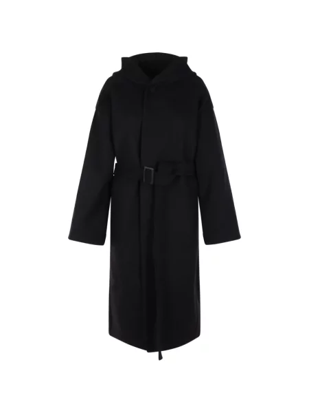 Cu centură palton Rick Owens cu glugă negru
