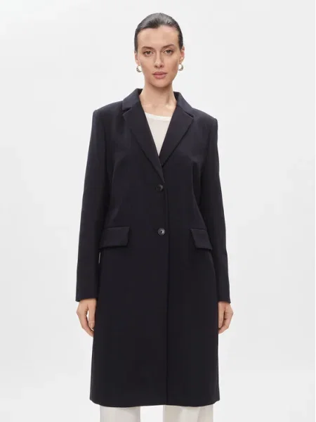 Tommy Hilfiger Palton de lână Classic Light Wool Blend Coat Bleumarin