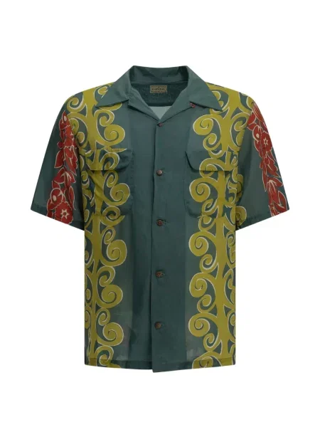 Gulerat cămașă Kapital cu model floral cu imagine verde