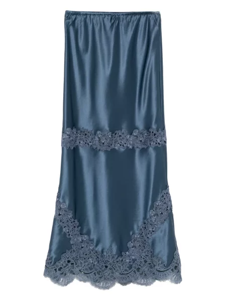 Fustă Cynthia Rowley cu broderie din satin albastru
