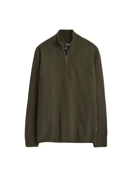 Sweter Barbour wełniany z kapturem zielony